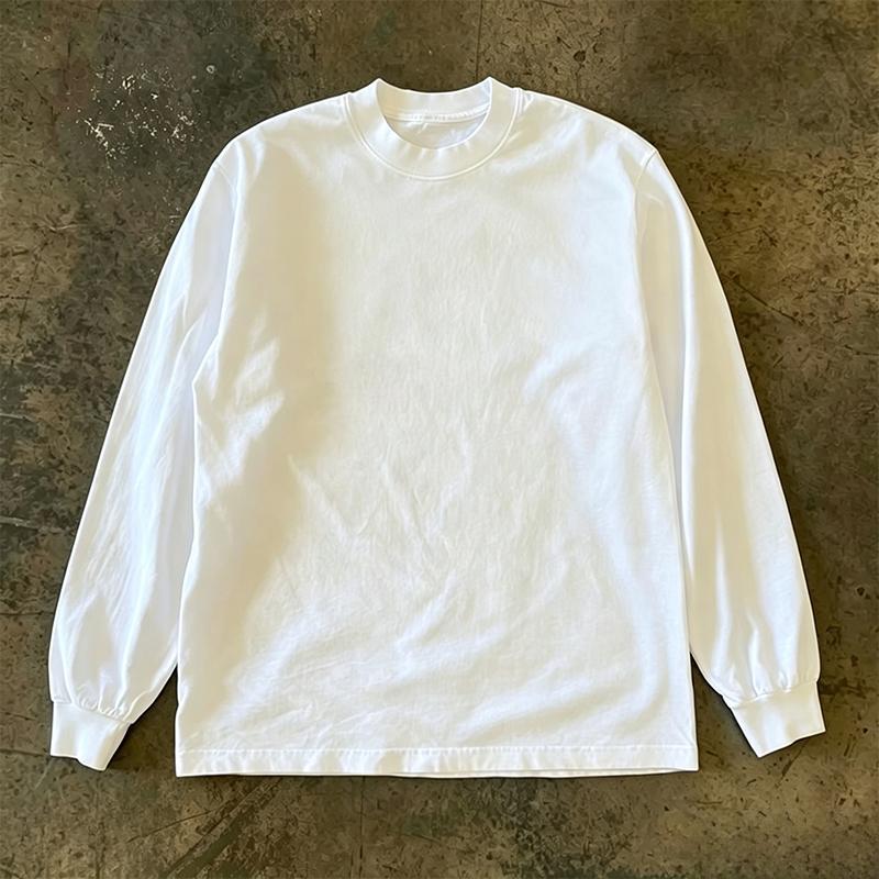 Heavyweight Long Sleeve T-Shirt - 300g Loose Fit Round Neck Tee, M-3XL - Amora