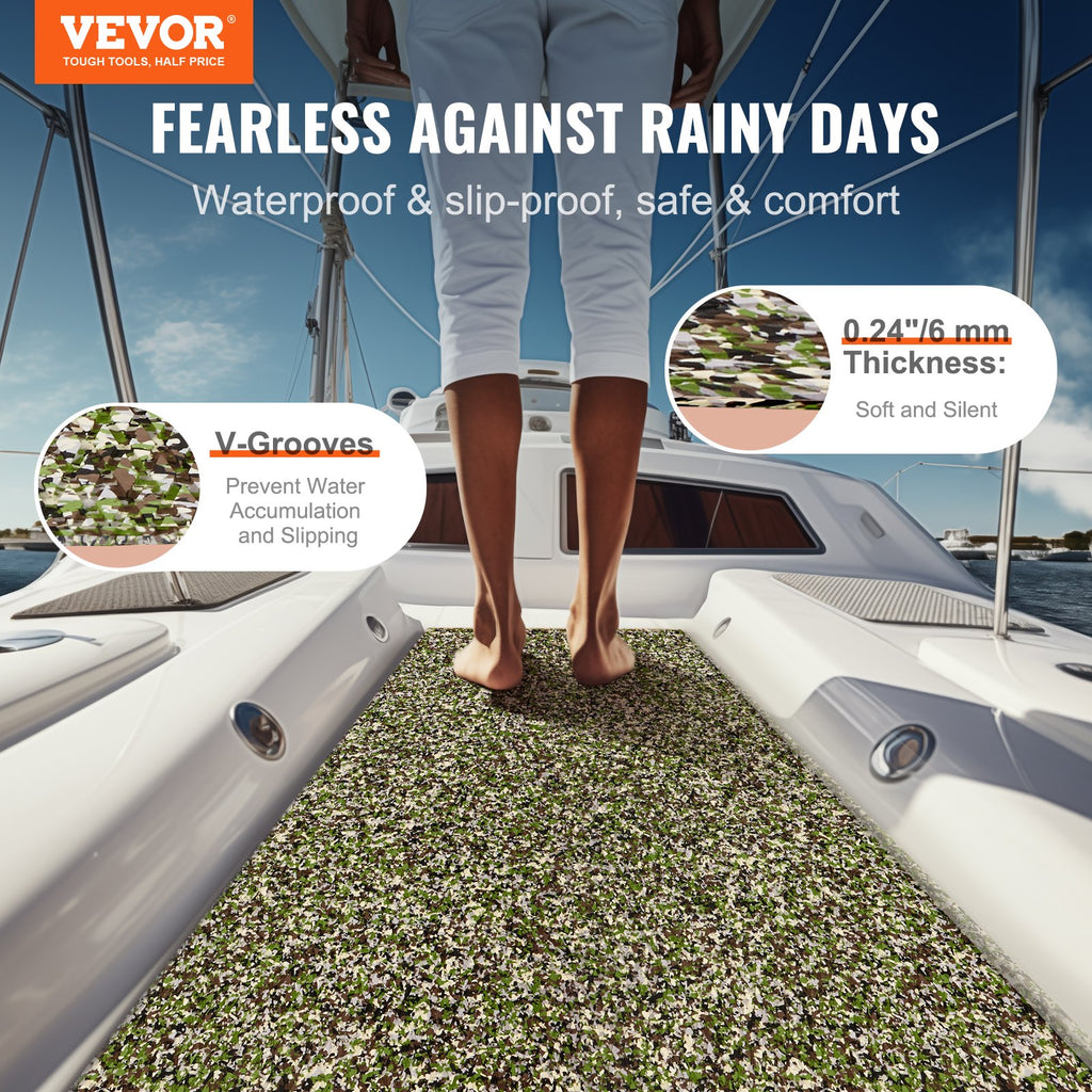 Boat Flooring, EVA Foam Boat Decking 94.5" X 23.6", Non-Slip Self-Adhesive Flooring, 31.1Sq.Ft 2 Rolls of Marine Carpet for Boats, Yacht, Pontoon, Kayak Decking