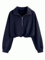 Women's Half Zip Jacket - Cropped Waist-Shaping Casual Jacket, Six Colours, S-XXL - Amora