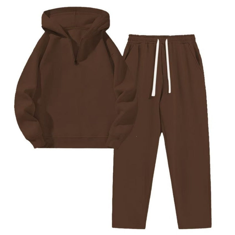 Half Zip Hoodie and Sweatpants Set - Women's Two Piece Tracksuit, Eight Colours, S-3XL - Amora