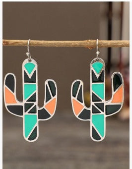 Double-Sided Wood and Acrylic Earrings - Western Geometric Drop Earrings, Six Designs - Amora