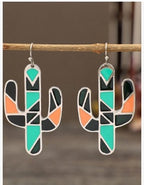 Double-Sided Wood and Acrylic Earrings - Western Geometric Drop Earrings, Six Designs - Amora