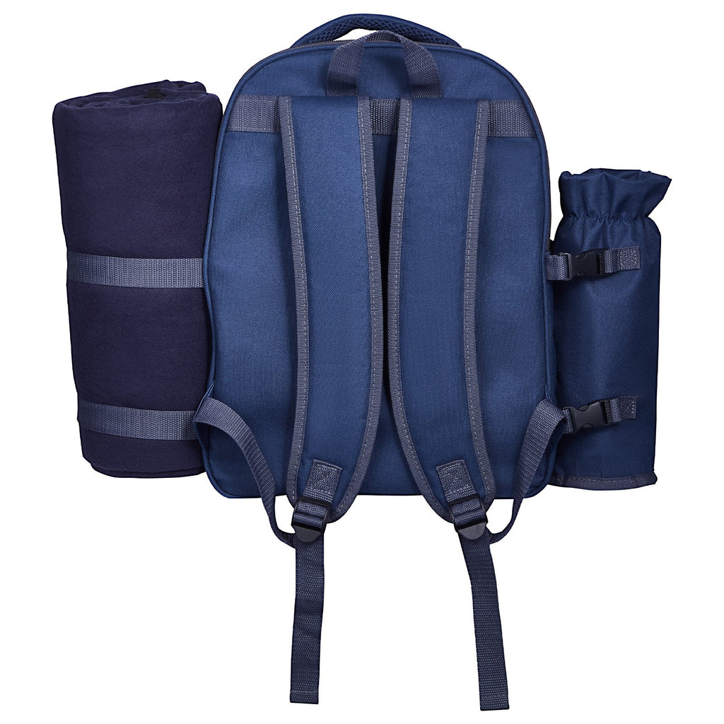 Beach Picnic Backpack Bag for 2 Person with Cooler Compartment Navy Blue
