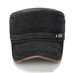 Cotton Flat Cap - Adjustable Short Brim Baker Boy Hat, Blue, Khaki, Black or Brown - Amora