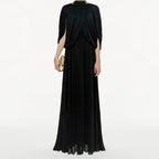 Women's Chiffon Maxi Dress - Pleated Round Neck Sleeveless Dress, Six Colours, XS-3XL - Amora
