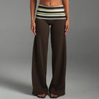Women's Flared Yoga Trousers - Wide Leg Stretch Leggings with Flap Detail, Fifteen Colours, XS-XL - Amora