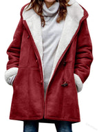 Women's Faux Fur Collar Suede Jacket - Button Front Lapel Jacket with Pockets, Ten Colours, S-5XL - Amora