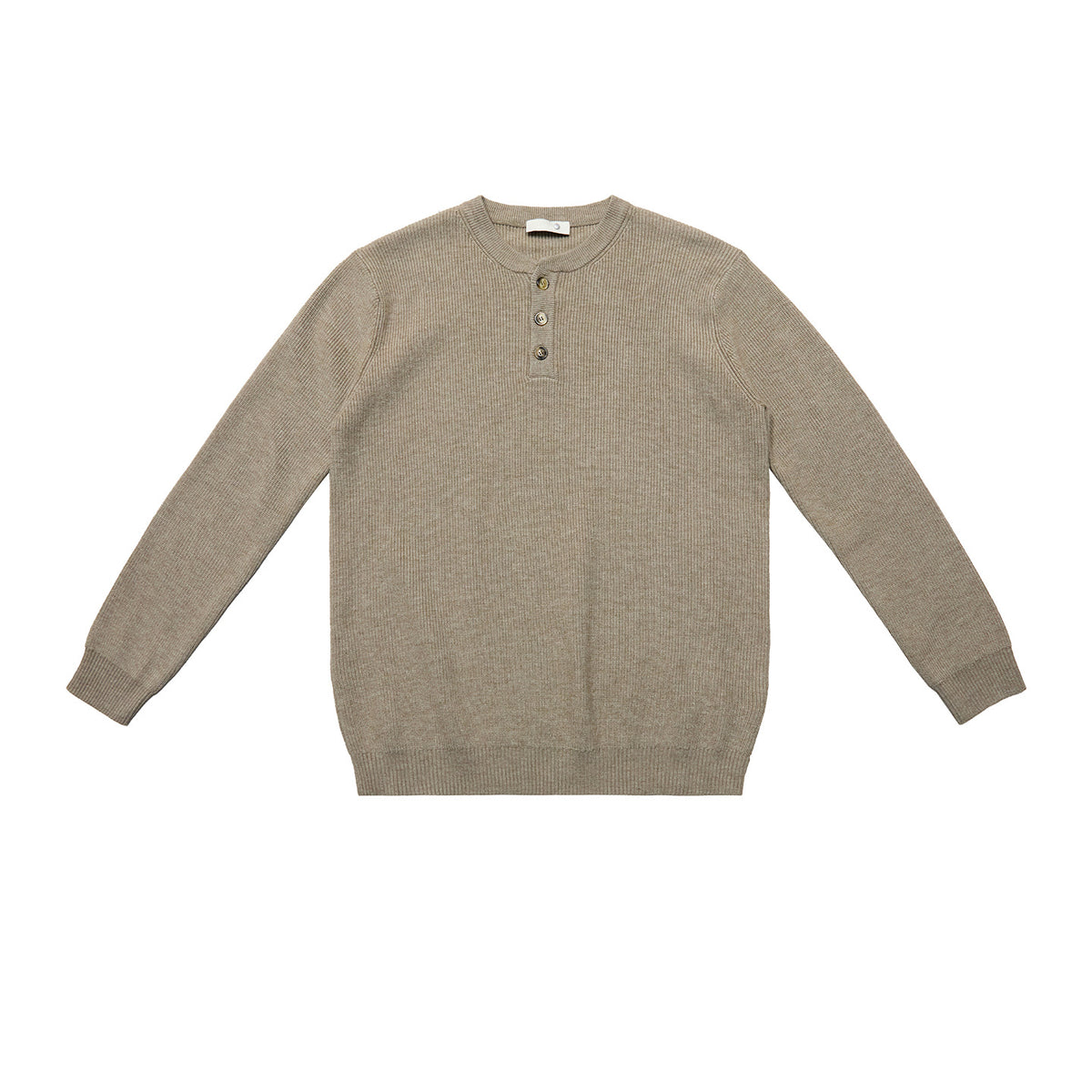 Ribbed Henley Knit Sweater - Horn Button Collar Pullover, Viscose Blend, White, Black & Khaki, M-XXL - Amora