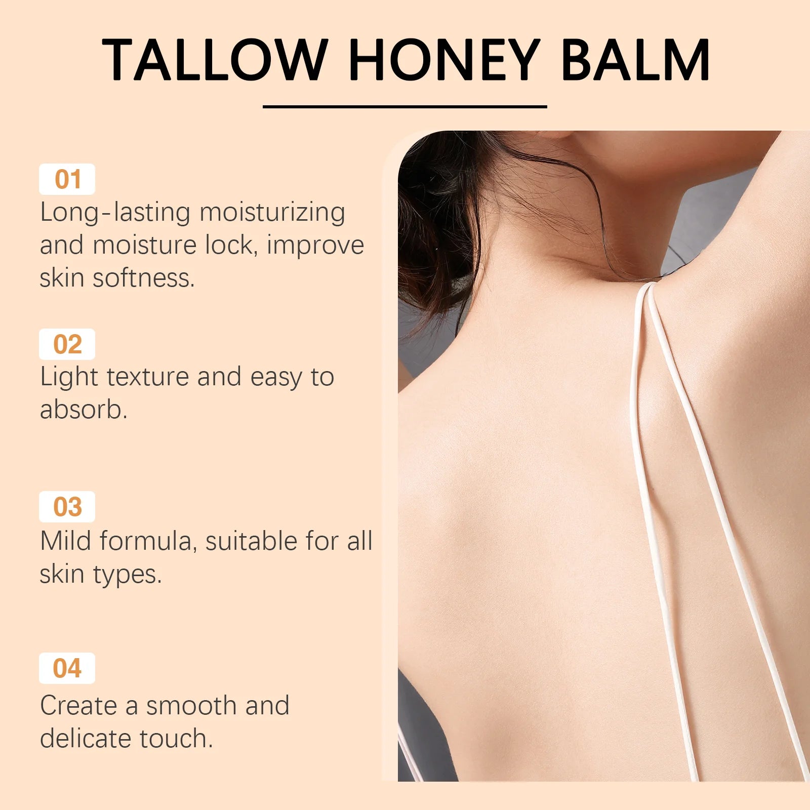 Tallow Honey Cream: Hydrating Moisturizer for Enhanced Skin Elasticity and Radiance, Firming Lotion for Face and Body