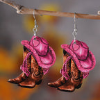 Double-Sided Wood and Acrylic Earrings - Western Geometric Drop Earrings, Six Designs - Amora