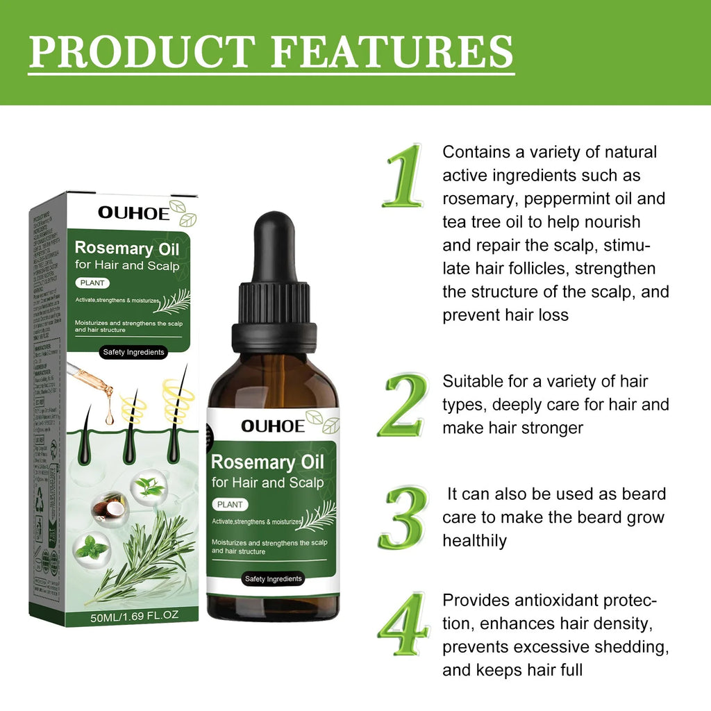 Rosemary Hair Growth Oil Hair Care Thickness Loss Deep Nourishing Scalp Care Strengthen Repair Damaged Oil Control for Men Women