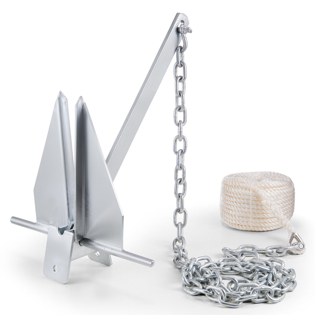 VEVOR Fluke Style Anchor Kit, 13 LBS Hot-Dipped Galvanized Steel Fluke Anchor, Marine Boat Anchor for Small Vessels under 30', Seas, Rivers and Shores