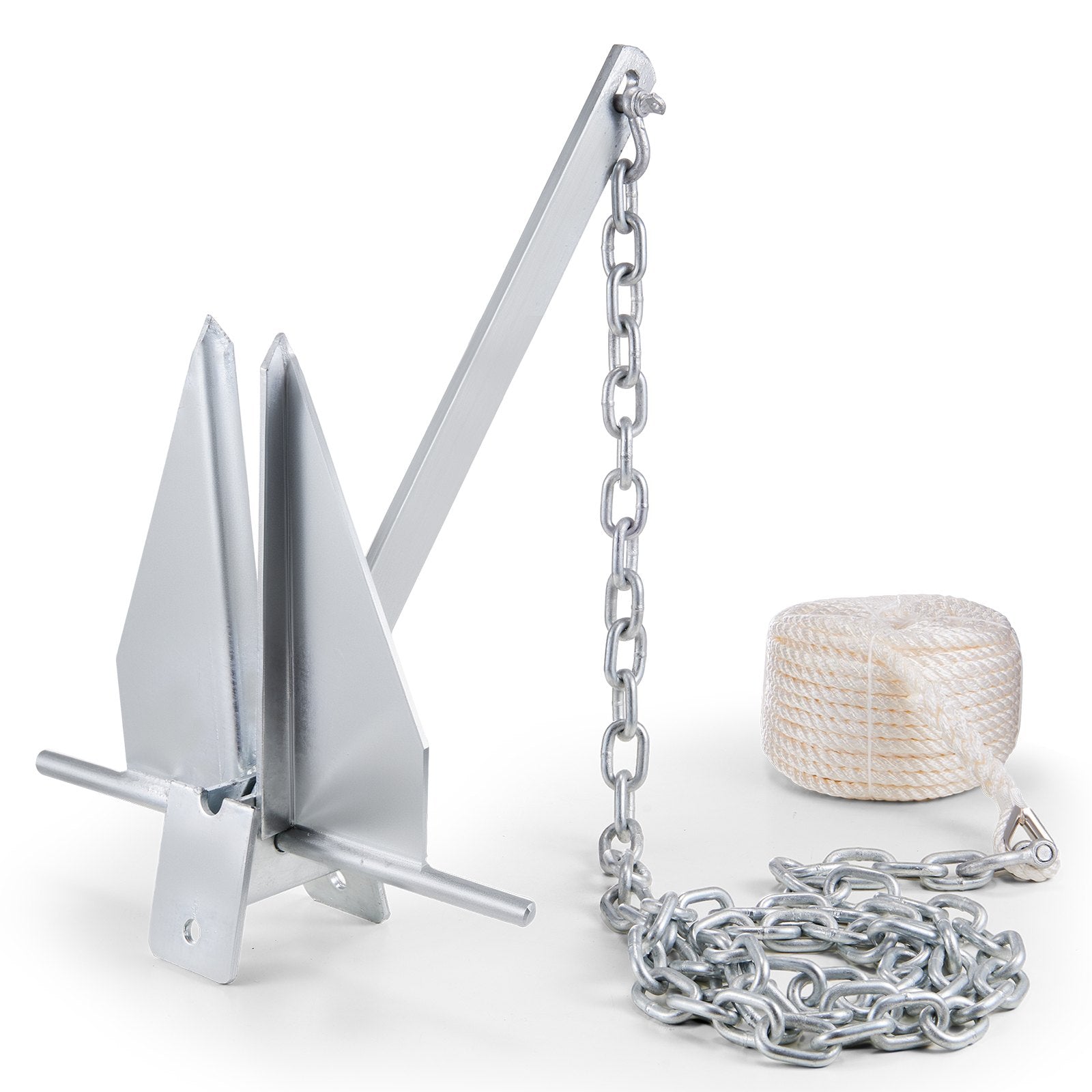 VEVOR Fluke Style Anchor Kit, 13 LBS Hot-Dipped Galvanized Steel Fluke Anchor, Marine Boat Anchor for Small Vessels under 30', Seas, Rivers and Shores