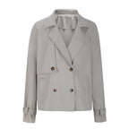 Women's Autumn Suit Set - Blazer and Trousers, Khaki, Grey, Burgundy, Black or Blue, S-2XL - Amora