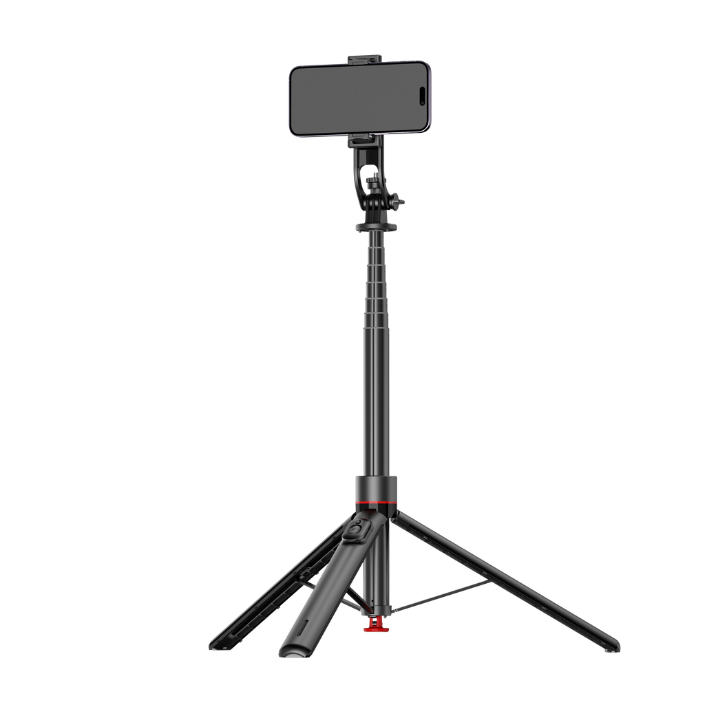 Selfie Stick Tripod with Fill Light, Extendable Phone Stand with Wireless Remote, Universal Compatible for Smartphones, Portable for Travel & Video Recording