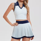 Women's Tennis Outfit Set - Sleeveless Top and Skirt with Built-In Support, Five Colours, S-3XL - Amora