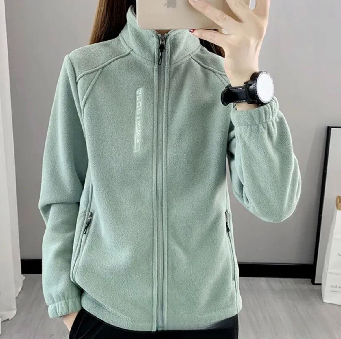 Women's Double-Sided Fleece Jacket - Thick Stand Collar Zip-Up Polar Fleece Coat, Nine Colours, 1XL-5XL - Amora