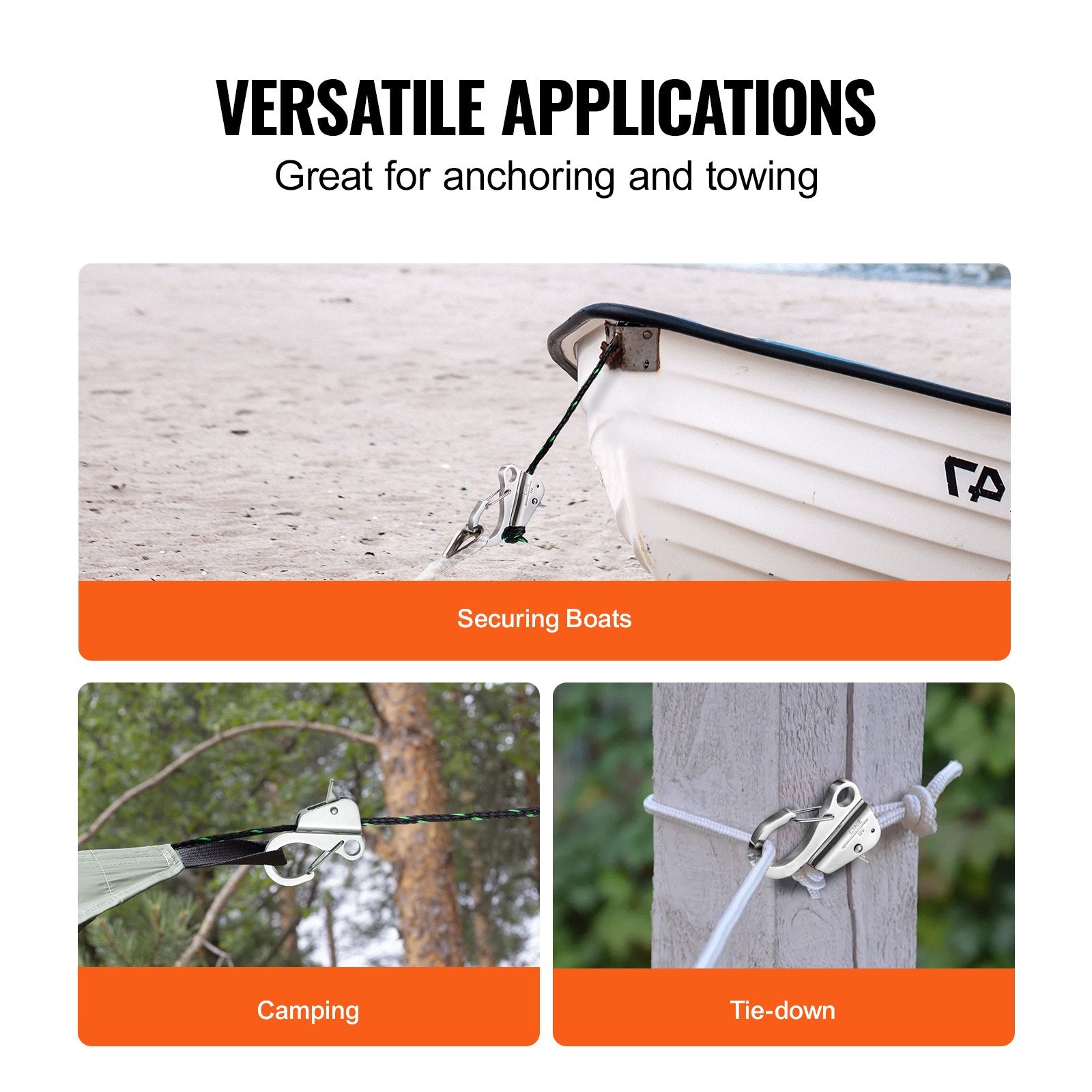 Boat Anchor Hook, 304 Stainless Steel Slide Anchor, Knotless Anchor System with Quick Release, Boat Anchor Hook Clips For