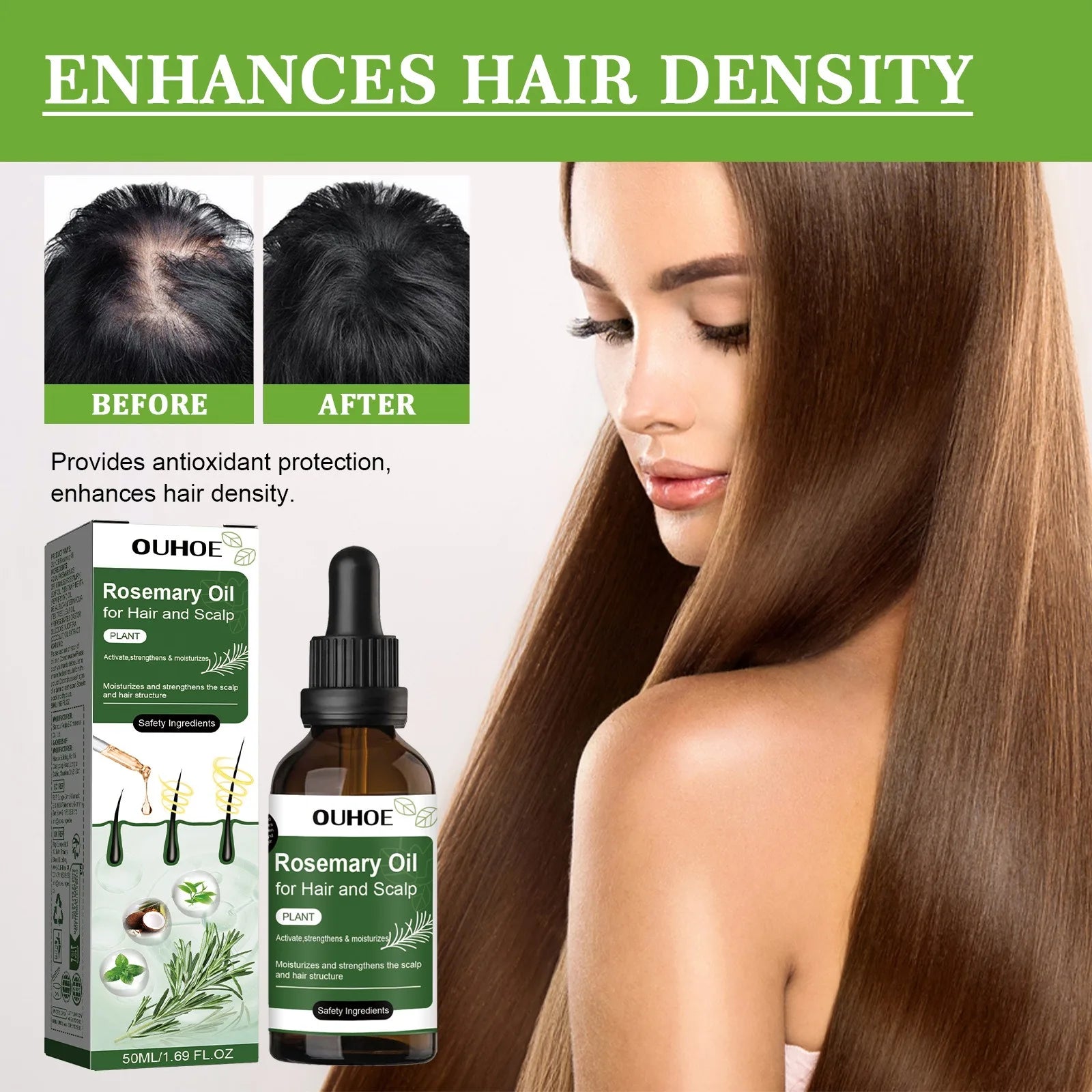 Rosemary Hair Growth Oil Hair Care Thickness Loss Deep Nourishing Scalp Care Strengthen Repair Damaged Oil Control for Men Women