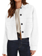 Women's Faux Suede Short Jacket - Lightweight Cropped Autumn Jacket, Eight Colours, S-XXL - Amora