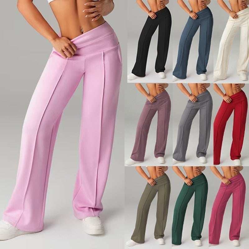Women's High Waisted Wide Leg Sports Trousers - Breathable Training Pants, Eleven Colours, S-XL - Amora