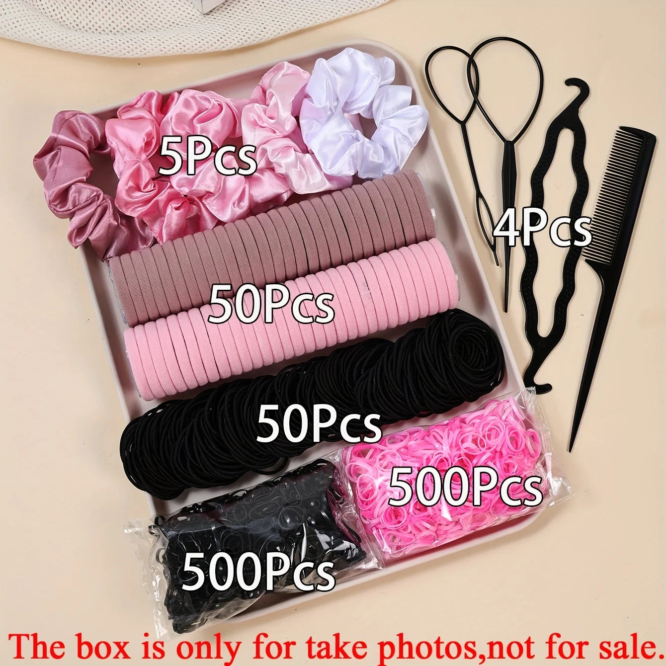 1109Pcs Women Dark Hair Accessories Set Elastic Seamless Ponytail Scrunchies Small Rubber Bands Fashion Hair Ties Headbands