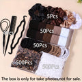 1109Pcs Women Dark Hair Accessories Set Elastic Seamless Ponytail Scrunchies Small Rubber Bands Fashion Hair Ties Headbands