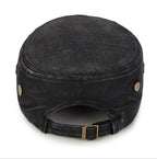 Cotton Flat Cap - Adjustable Short Brim Baker Boy Hat, Blue, Khaki, Black or Brown - Amora