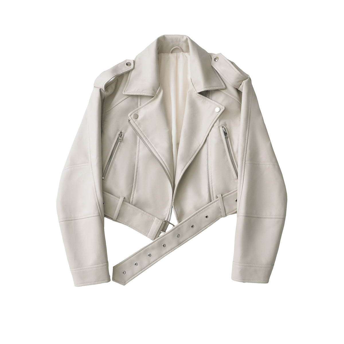 Women's PU Leather Jacket - Washed Lapel Collar Zip-Up Coat, Loose Fit, Eight Colours, XS-XL - Amora