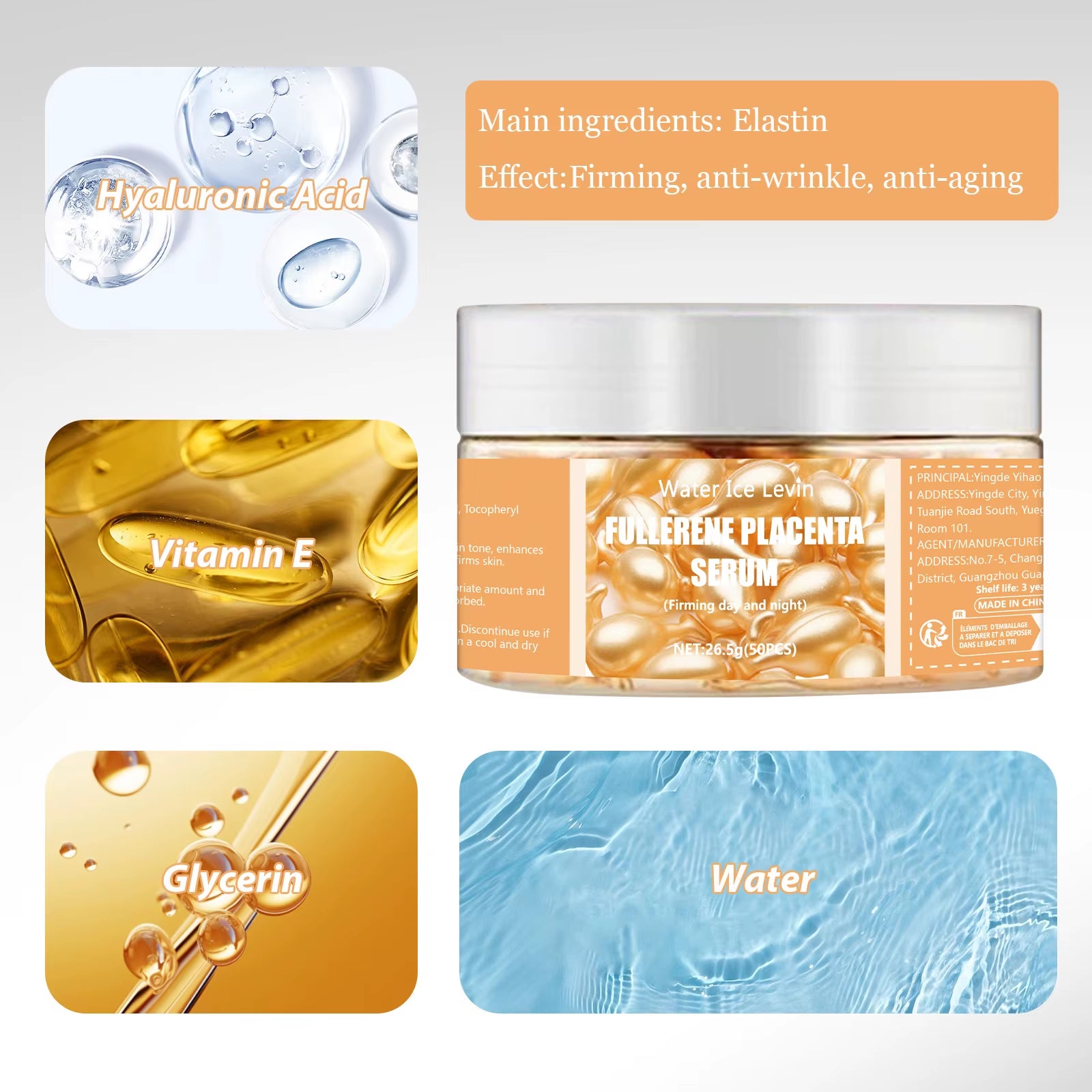 50Pcs Collagen Face Care Capsules Serum Spot Acne Wrinkle Remover Firming Whitening Hyaluronic Acid Essence Skin Care New Style
