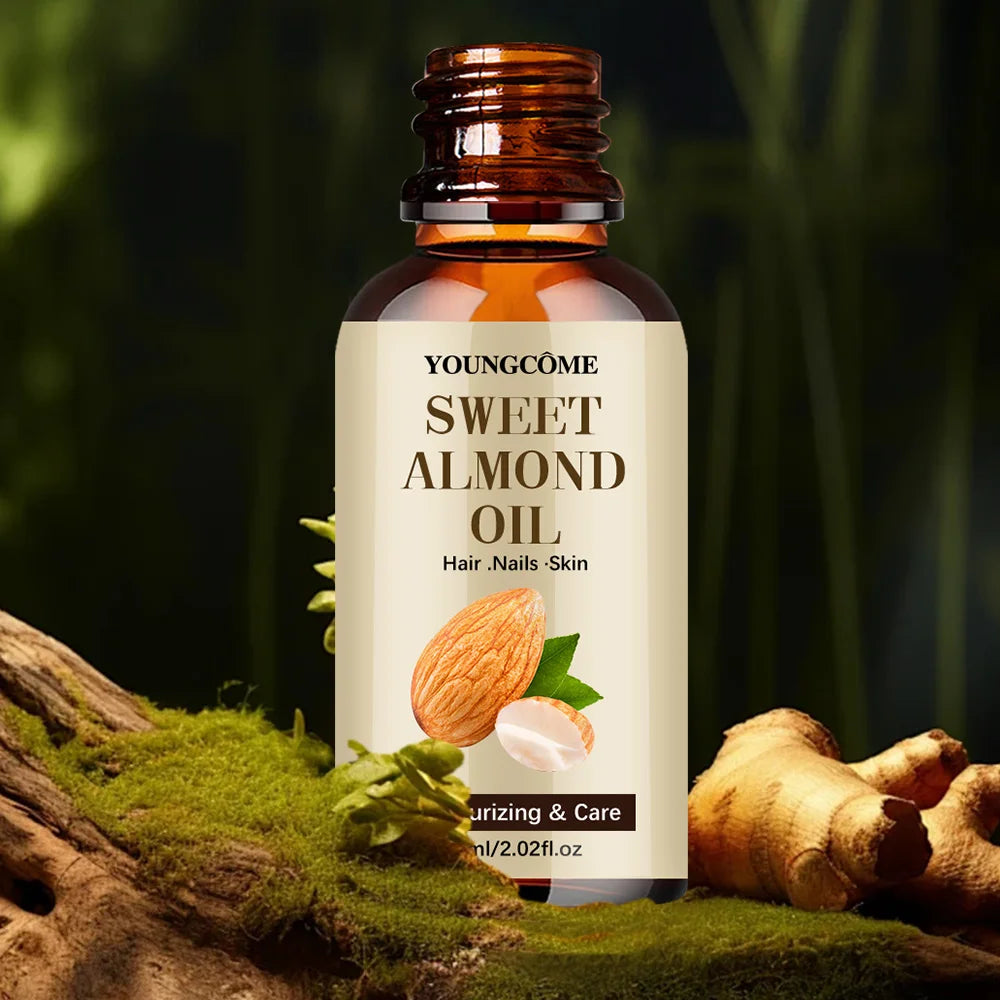 SWEET ALMOND OIL for Hair Growth Scalp Treatment Lightweight Hair Oil 100% Pure, Unrefined Oil from Honduras, Strengthens Adds