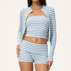 Women's Yoga Set - Contrast Stripe Top and Wide Leg Trousers, Five Colourways, S-XL - Amora
