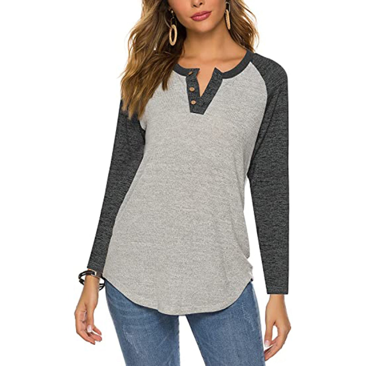 Women's Retro Print Blouse - Cotton Blend Long Sleeve Top with Button Detail, Black, Green or Blue, S-2XL - Amora