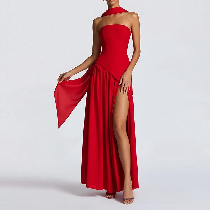 Women's Slit Maxi Dress - Sleeveless High Waist Bodycon Dress, Eight Colours, S-3XL - Amora