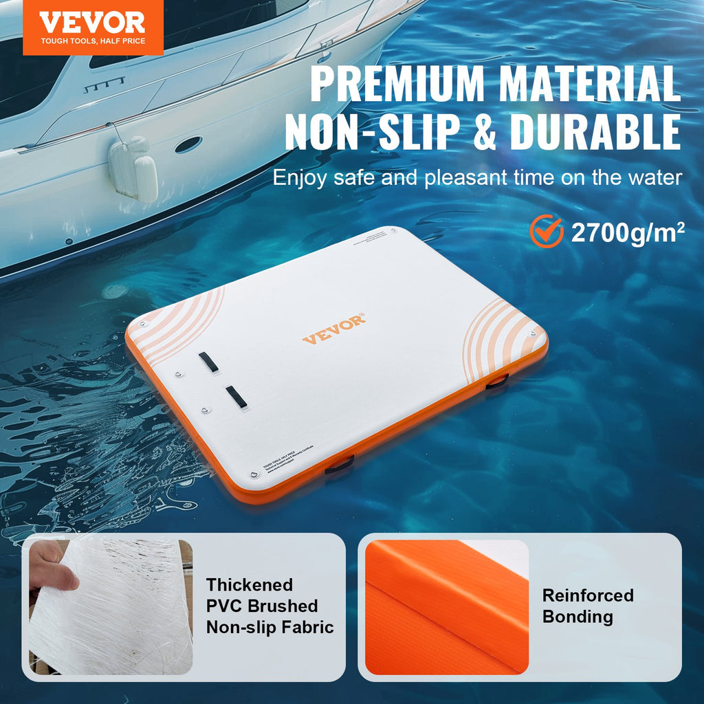 Inflatable Floating Dock, 8 X 6FT Inflatable Dock Platform, Non-Slip Water Floating Dock Mat with Detachable Ladder & Portable Carrying Bag, Floating Platform Island Raft for Ocean Pool Beach