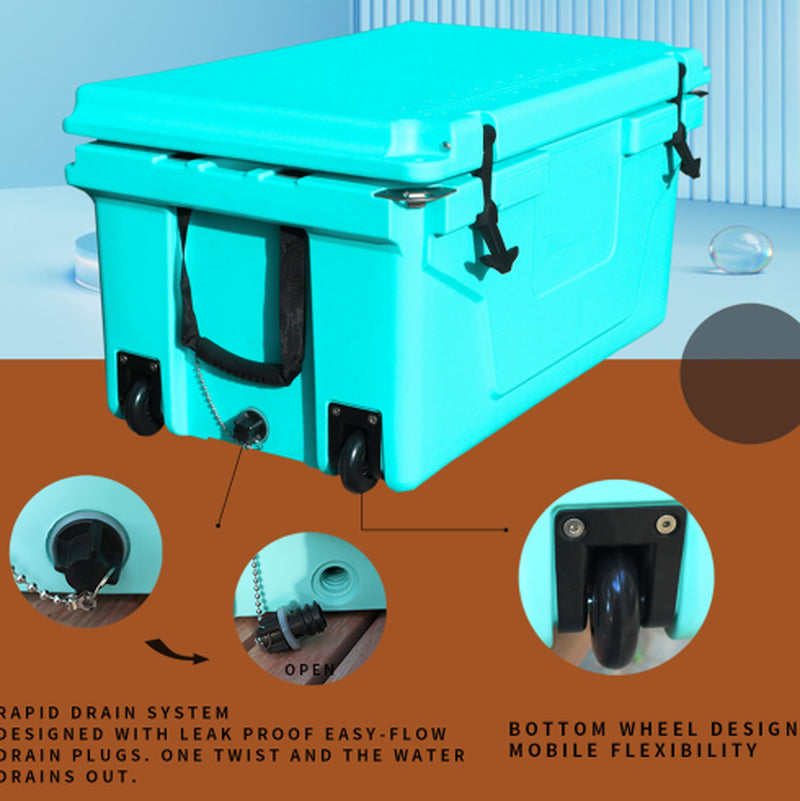 Hot Selling Blue Color 65QT Outdoor Cooler Fish Ice Chest Box Popular Camping Cooler Box
