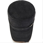 Cotton Flat Cap - Adjustable Short Brim Baker Boy Hat, Blue, Khaki, Black or Brown - Amora