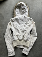 Women's Fleece-Lined Hooded Jacket - Thick Workwear Style Winter Coat, White or Black, S or XL - Amora
