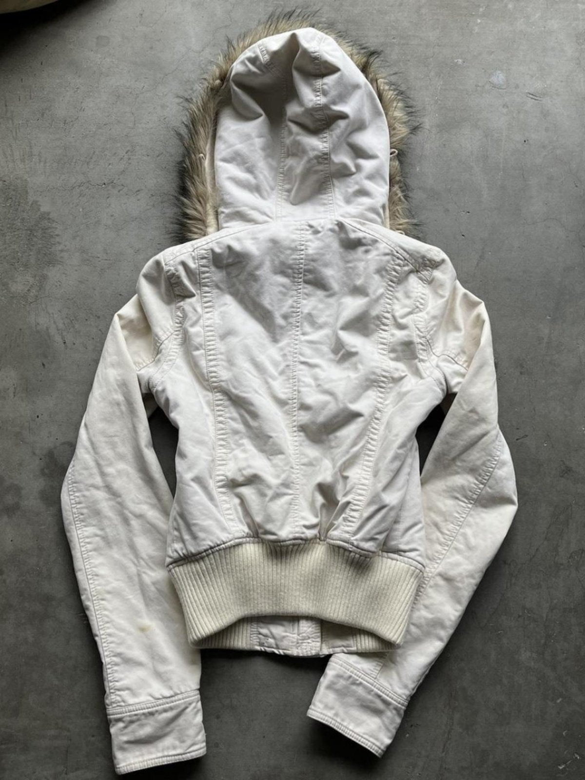 Women's Fleece-Lined Hooded Jacket - Thick Workwear Style Winter Coat, White or Black, S or XL - Amora