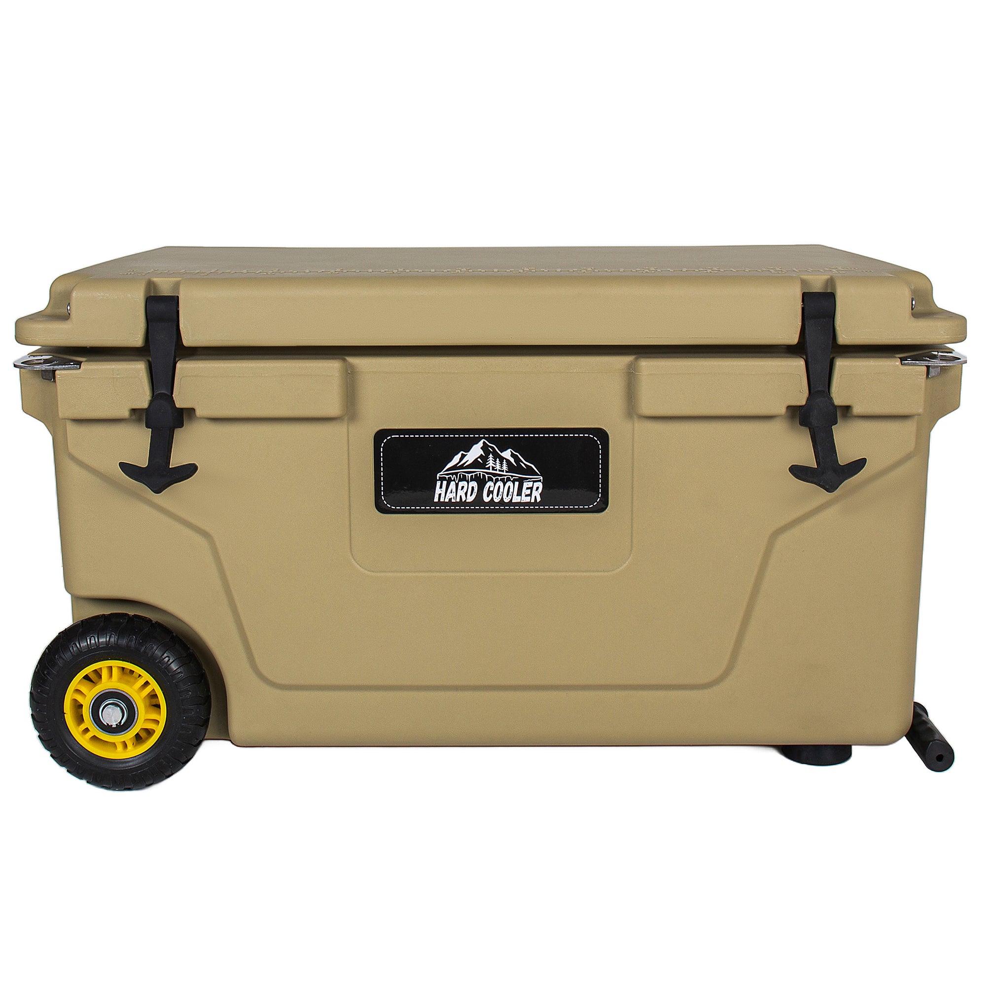 65 Quart Khaki Cooler, Ultra-Tough Hard Shell Ice Chest - Heavy-Duty Insulated Portable Cooler with 6-Day Ice Retention for Camping, Job Site, Tailgating, Beach & Fishing