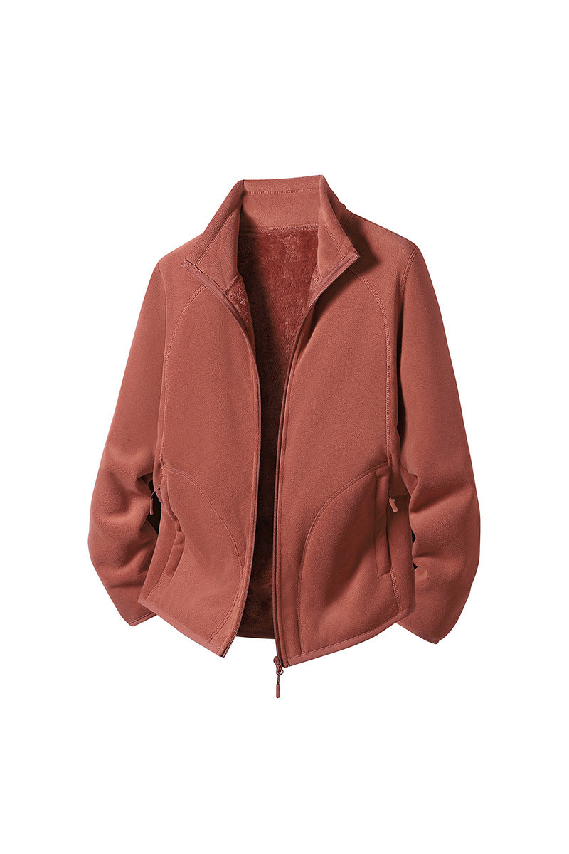 Double-Sided Polar Fleece Jacket - Thick Thermal Zip-Up Fleece, Eight Colours, M-5XL - Amora