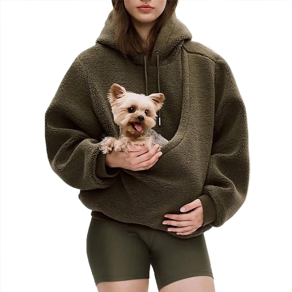 Women's Hooded Pullover Sweatshirt - Loose Fit Top with Front Pet Pocket, Seven Colours, S-XXL - Amora