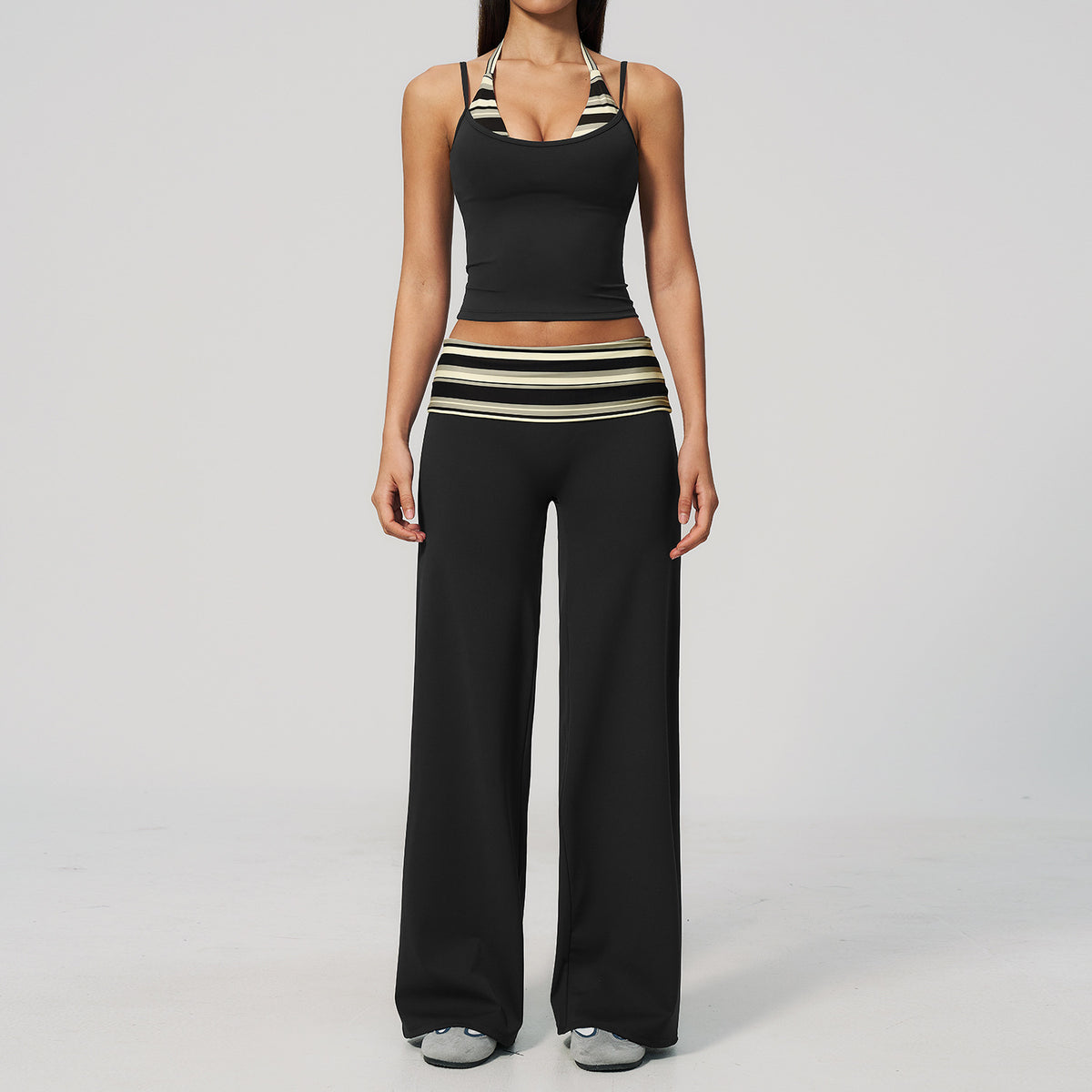 Women's Yoga Tank and Pilates Leggings - Sold as a Set or Separately, Polka Dot or Stripe, S-XL - Amora