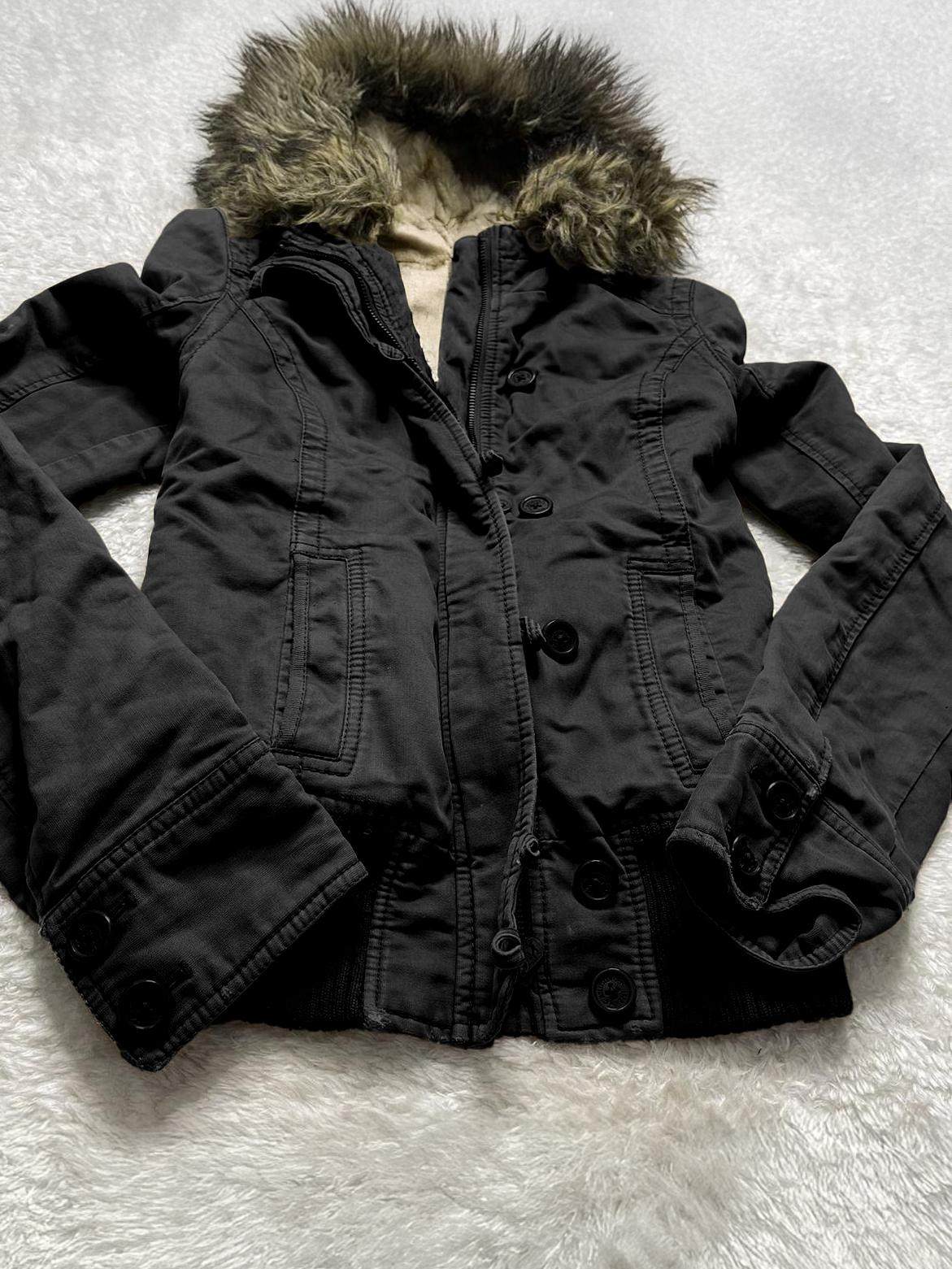 Women's Fleece-Lined Hooded Jacket - Thick Workwear Style Winter Coat, White or Black, S or XL - Amora