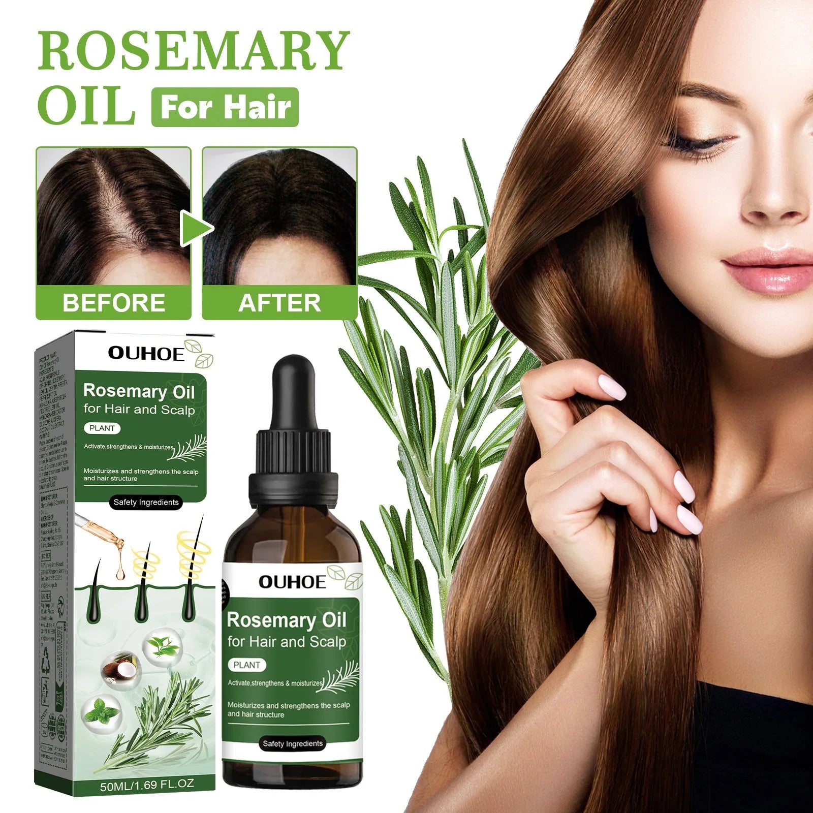 Rosemary Hair Growth Oil Hair Care Thickness Loss Deep Nourishing Scalp Care Strengthen Repair Damaged Oil Control for Men Women