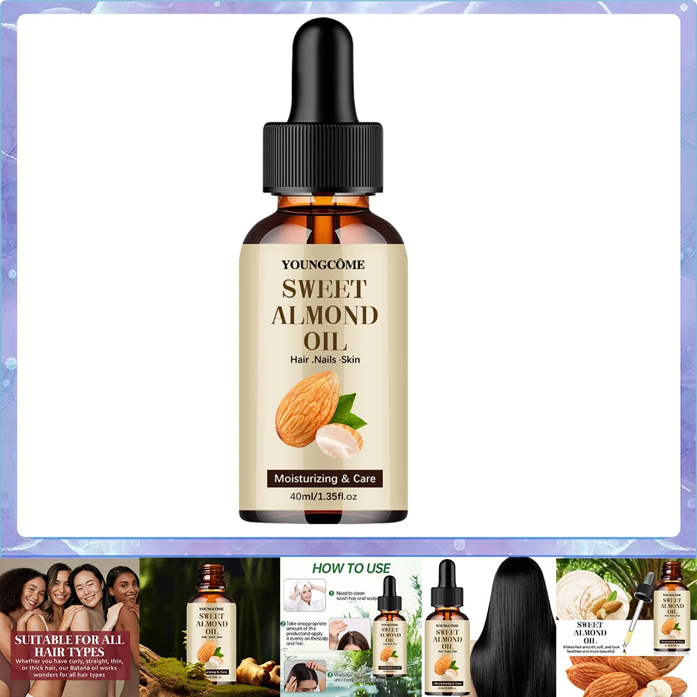 SWEET ALMOND OIL for Hair Growth Scalp Treatment Lightweight Hair Oil 100% Pure, Unrefined Oil from Honduras, Strengthens Adds