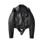 Women's PU Leather Jacket - Washed Lapel Collar Zip-Up Coat, Loose Fit, Eight Colours, XS-XL - Amora