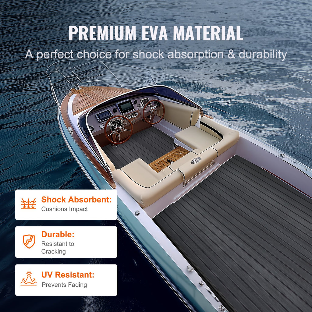 Boat Flooring, EVA Foam Boat Decking 94.5" X 23.6", Non-Slip Self-Adhesive Flooring, 15.5 Sq.Ft Marine Carpet for Boats, Yacht, Pontoon, Kayak Decking