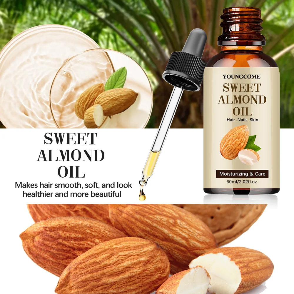 SWEET ALMOND OIL for Hair Growth Scalp Treatment Lightweight Hair Oil 100% Pure, Unrefined Oil from Honduras, Strengthens Adds