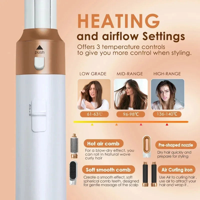 5 in 1 Hair Dryer Brush Hot Comb Set Professional Curling Iron Hair Straightener Styling Tool for Professional Hair Dryer
